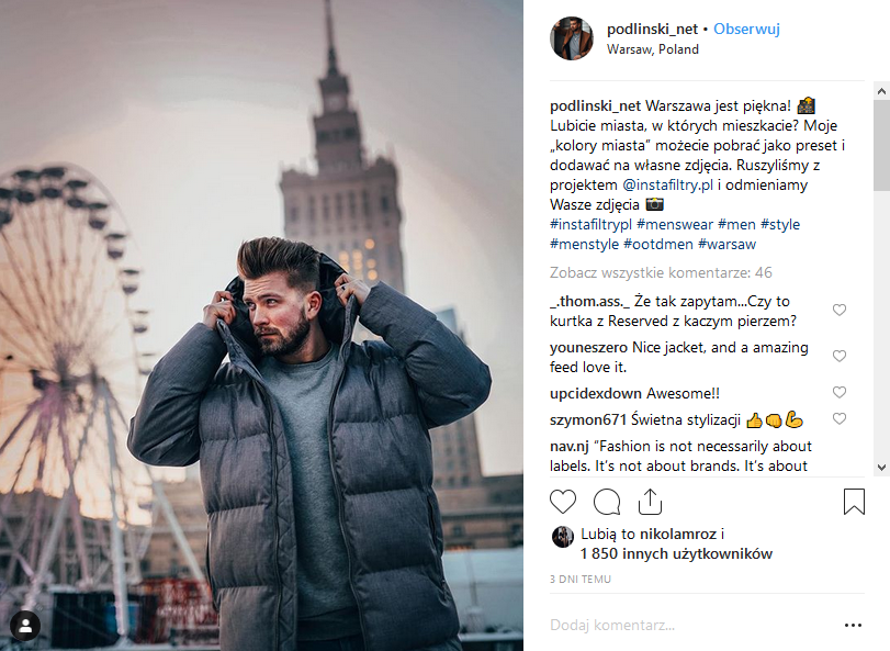 ciekawe posty na facebooka - zdjęcie łukasza podliński z jego profilu na instagramie