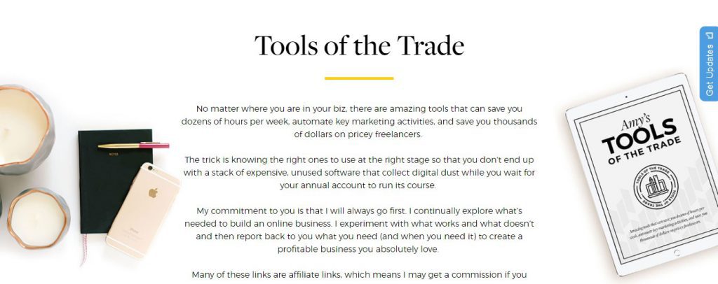 program afiliacyjny - zrzut ekranu serwisu tools of the trade