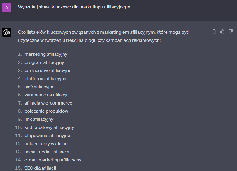analiza słow kluczowych chatgpt